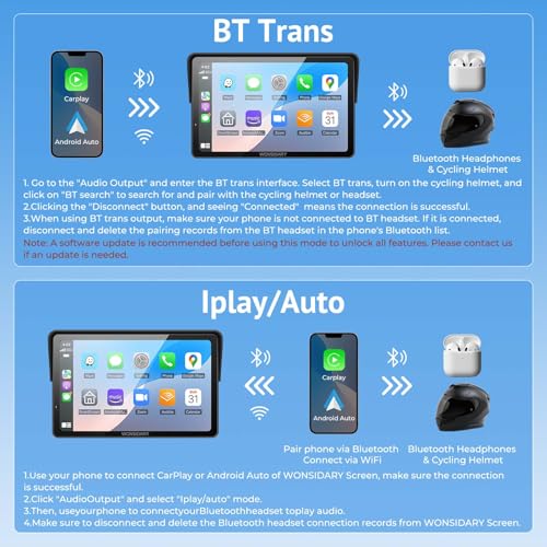 2025 Wonsidary W722 for Motorcycle CarPlay & Android Auto,7" Waterproof Smart GPS Navigation System Screen,Car Play Moto with Light Sensor