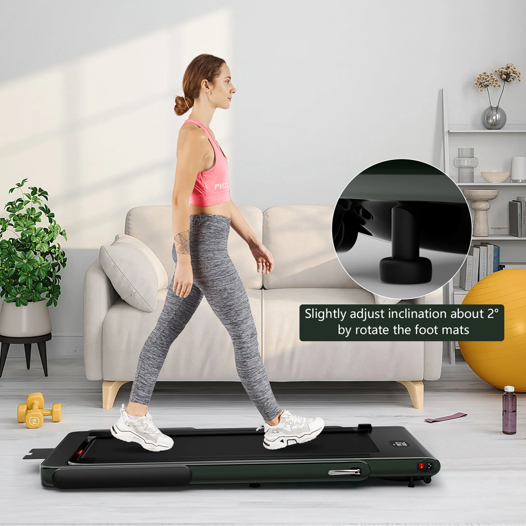 SuperFit Up To 7.5MPH 2.25HP 2 in 1 Single Display Screen Folding Treadmill W/ APP Control Speaker Remote Control Blue