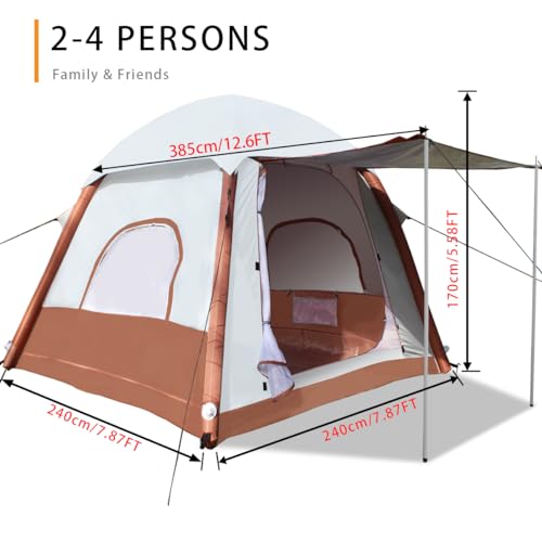 Upgrade Inflatable Camping Tent with Pump, Easy Setup 4 Season Glamping Tent