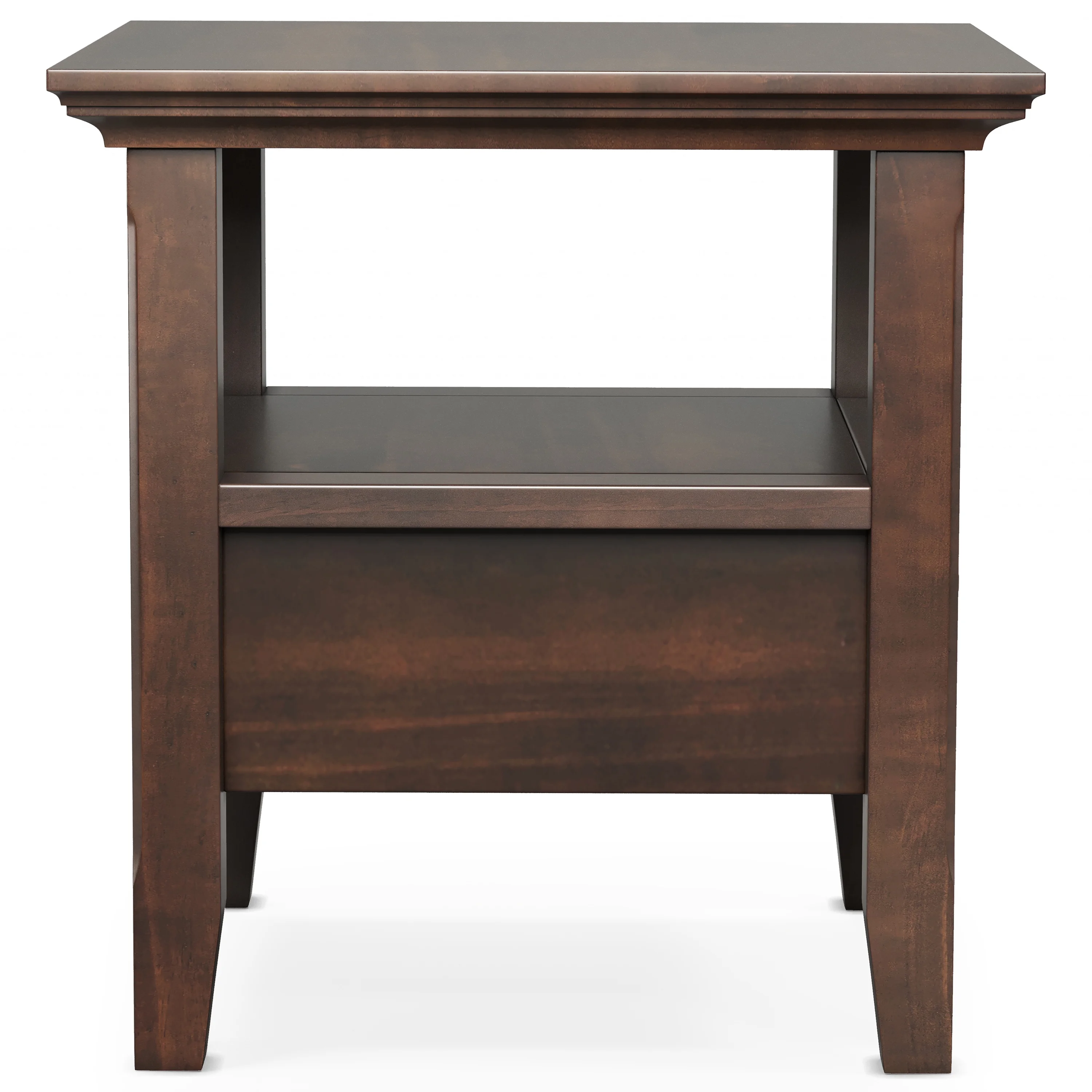 Simpli Home Acadian SOLID WOOD 19 inch Wide Square Transitional End Table with Drawer in Brunette Brown