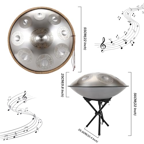 Handpan Drum 9/10/12 Notes 22 inch Handpan Drum 432HZ/440HZ D minor For sound healing, personal meditation, yoga, with soft bag, mallets