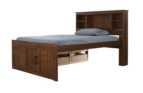 Discovery World Furniture White Full Bookcase Bed with 6 Drawers