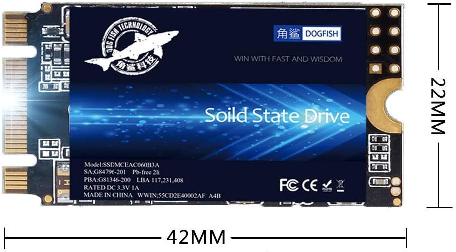 SSD SATA M.2 2242 500GB Dogfish Ngff Internal Solid State Drive High Performance Hard Drive for Desktop Laptop SATA III 6Gb/s Includes SSD 60GB 120GB