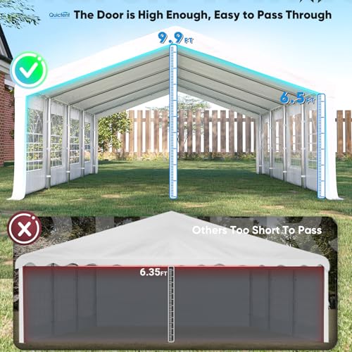 Quictent 20x20 Party Tent Heavy Duty Outdoor Canopy Tent Carport Wedding Event Shelter BBQ Wedding Tents for Parties with Storage Bags(Mesh)