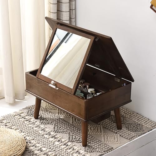 Small Vanity Table for Bedroom Vanity Desk with Mirror Makeup Vanity Table Front High-Definition Silver Mirror Large Storage Capacity Easy to Move