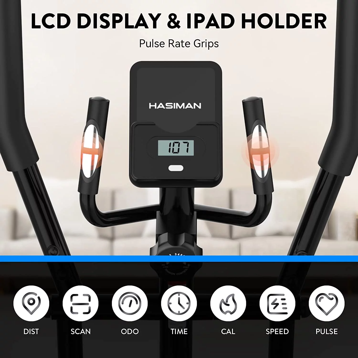 Pooboo Silent Magnetic Elliptical Bike Stationary Exercise Machine for Home Gym Cardio Workout 300lb