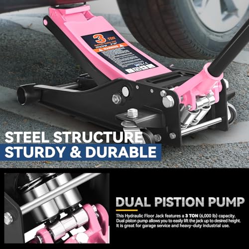 Auto Dynasty 4 Ton Low Profile Floor Jack, Heavy Duty Steel Hydraulic Car Jack with Dual Pistons Quick Lift Pump, Hydraulic Racing Floor Jack