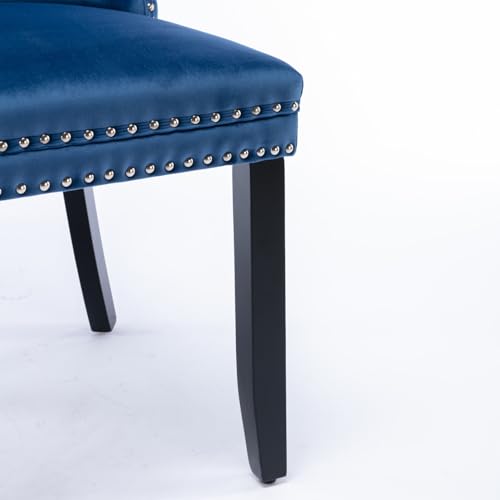 TRIPLE TREE Nikki Collection Dining Chairs Set of 2, Velvet Counter Chair with Chrome Nailhead Trim Back and Solid Wood Legs
