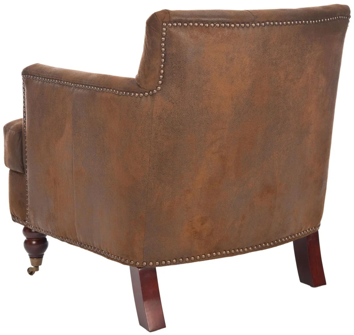 SAFAVIEH Colin Industrial Tufted Club Chair with Casters, Antique Brown