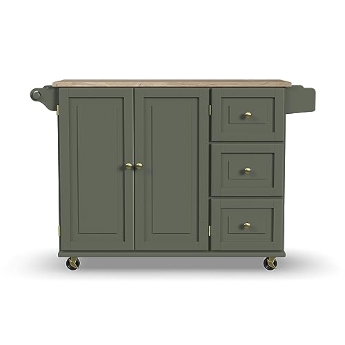 Homestyles Dolly Madison Off-White Mobile Kitchen Island Cart with Wood Drop Leaf Breakfast Bar