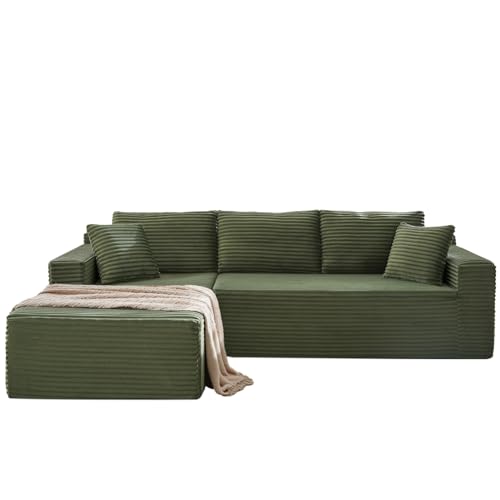 105 Inch Cloud Sectional Couch,Modern Modular Sectional Sofa with Deep Seat,Corduroy Boneless Couches with L-Shape Chaise for Living Room Bedroom
