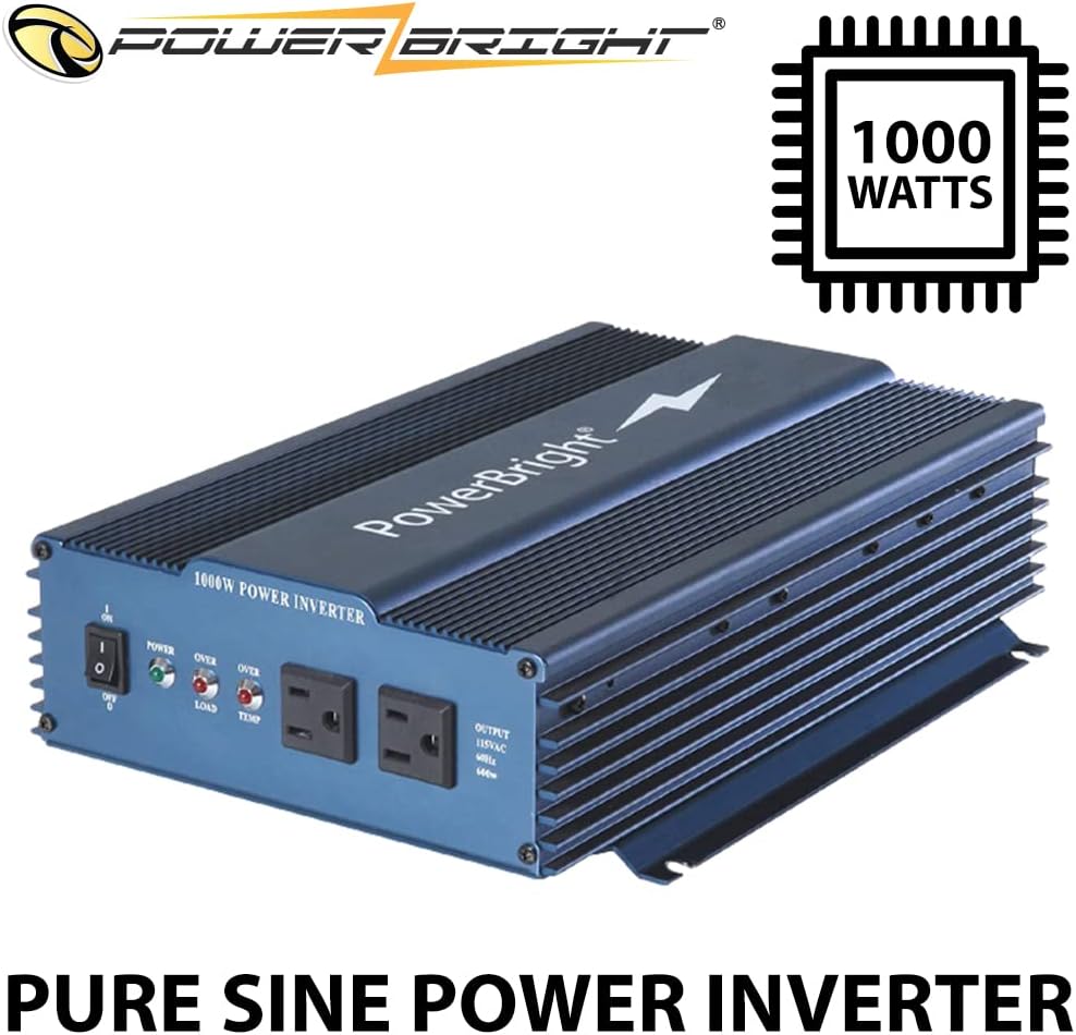 PowerBright 24 Volts Pure Sine Wave Power Inverter 300 Watt, True Sine Continuous 24 Volt DC to 120 Volt AC - Perfect for an Emergency, Hurricane