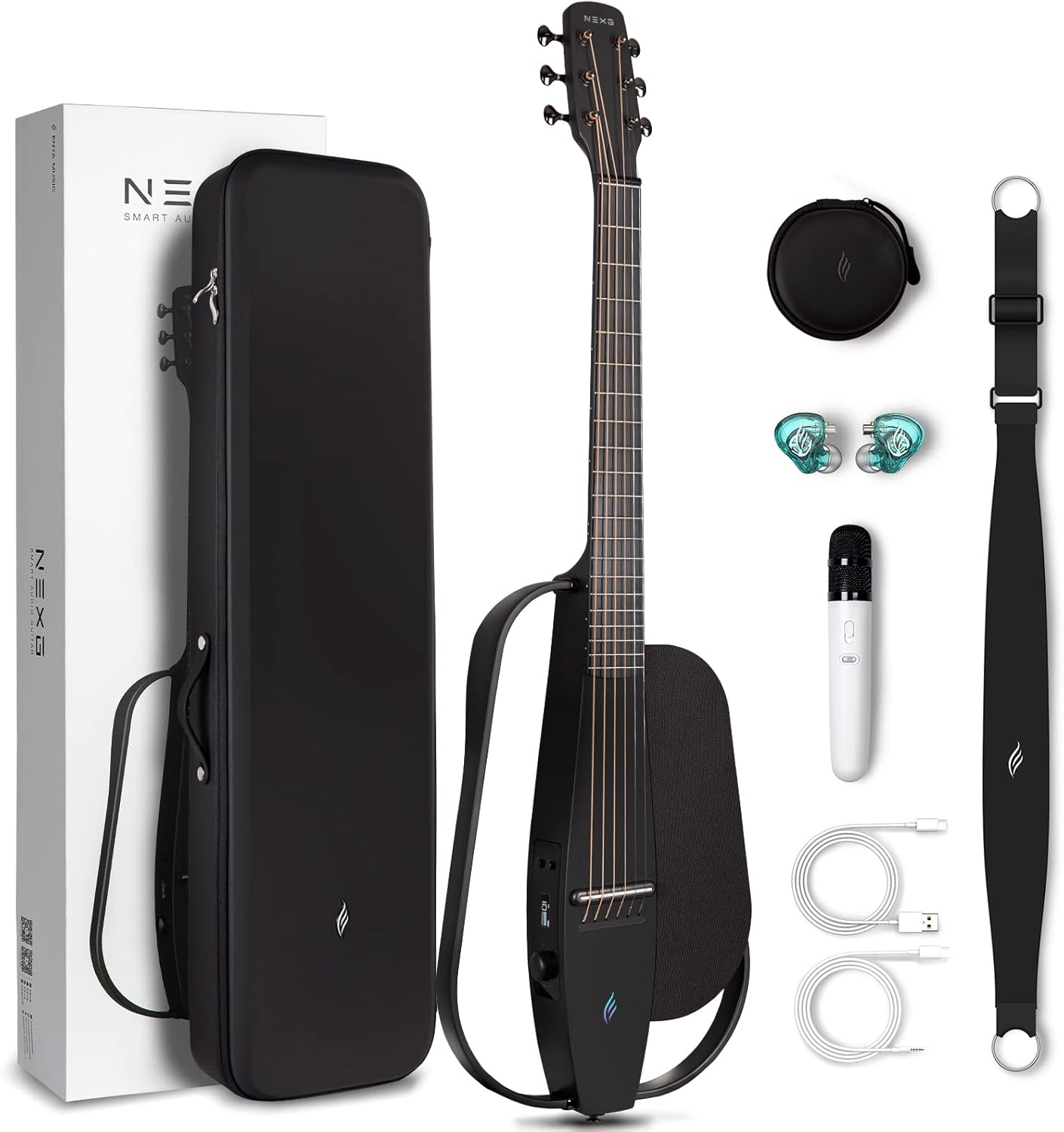 Enya NEXG Acoustic-Electric Carbon Fiber Audio Guitar Smart Acustica Guitarra for Adults with 50W Wireless Speaker, Preamp, Wireless Microphone