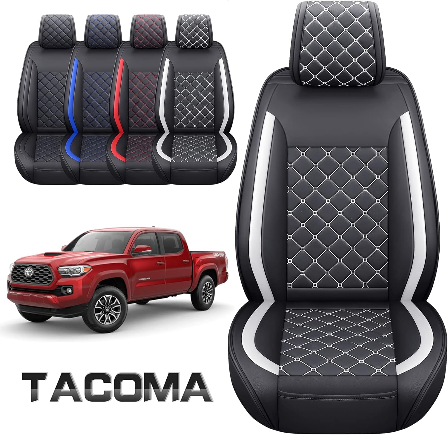 Tomatoman Car Seat Covers Customized for 2005-2022 Toyota Tacoma Double Cab TRD Off-Road Sx Package Nightshade Edition Pickup Truck
