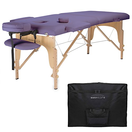 Saloniture Professional Portable Folding Massage Table with Carrying Case - Black