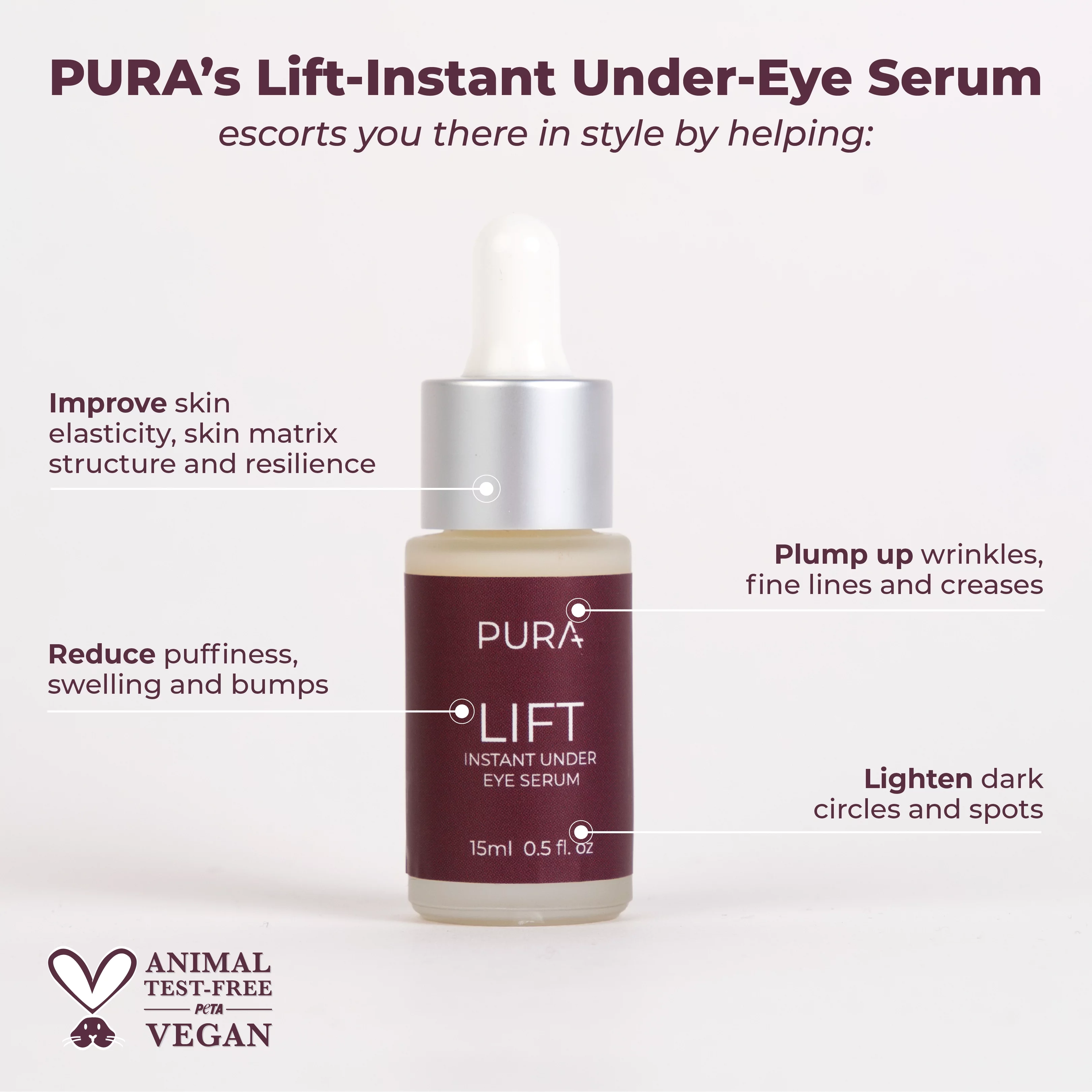 PURA Lift Instant Under Eye Serum - Advanced Dark Circle Reducer, Anti Aging Serum - Reduces Wrinkles, Under-Eye Puffy Bags