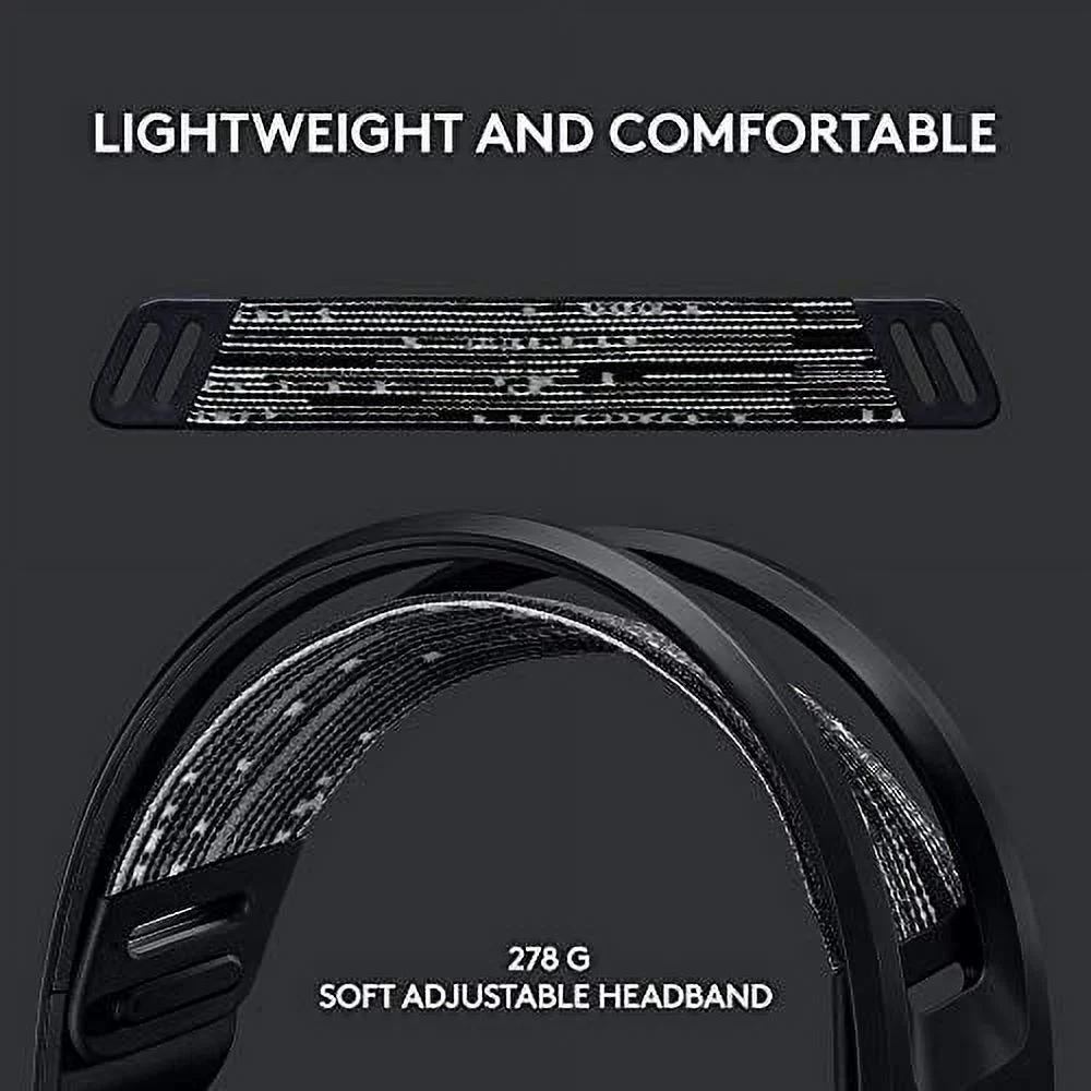 Logitech G733 LIGHTSPEED Wireless Gaming Headset with suspension headband, LIGHTSYNC RGB, Blue VO!CE mic technology and PRO-G audio drivers, Black