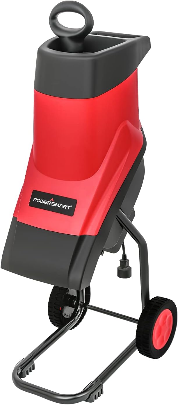 PowerSmart Wood Chipper Electric, 15-Amp Brushless Induction Motor Shredder for Composting, Leaf Shredder