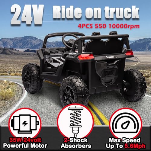 sopbost 24v 4WD Ride On Truck Electric Car for Kids Ride On Car with Remote Control Ride On Toys for Big Kids Electric Power Vehicles Wheels for Boys