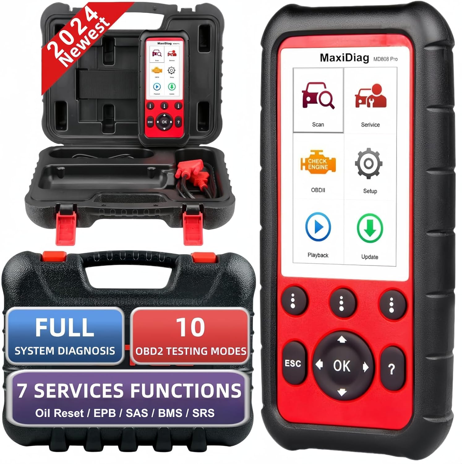 Autel OBD2 Scanner MaxiDiag MD808 Pro, All System Diagnostic Scan Tool, Upgraded of MaxiCheck Pro/ MD808/ MD806 Pro/ MD802