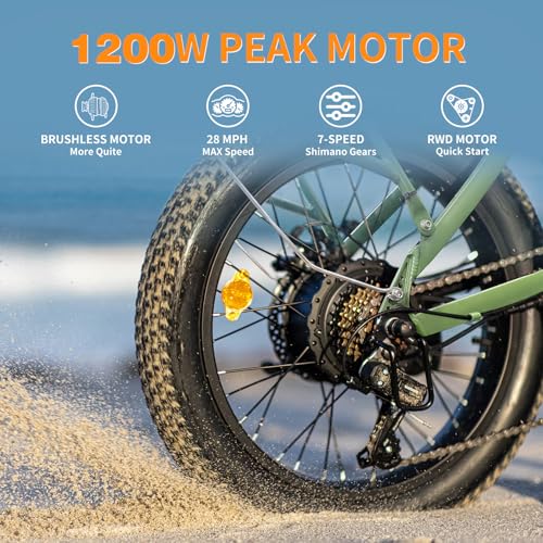 Jasion EB7 2.0/ST Electric Bike for Adults, 1200W Peak Motor 28MPH Max Speed Folding Ebike, 48V 10AH Removable Battery