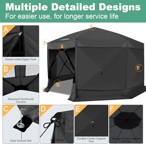 COBIZI 12x12ft Pop up Gazebo Screen Tent Screen House for Camping, Camping Outdoor Screened Gazebo, Canopy Tent