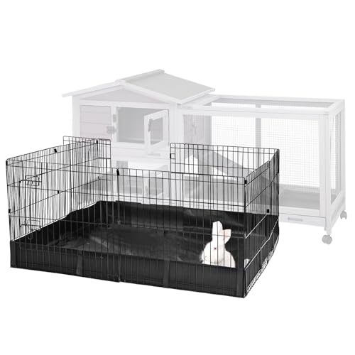 Aivituvin Rabbit Hutch 93.7" Large Rabbit Cage Indoor Outdoor Guinea Pig Cage Chicken Coop on Wheels Bunny Cage with 4 Deep No Leakage Pull Out Tray