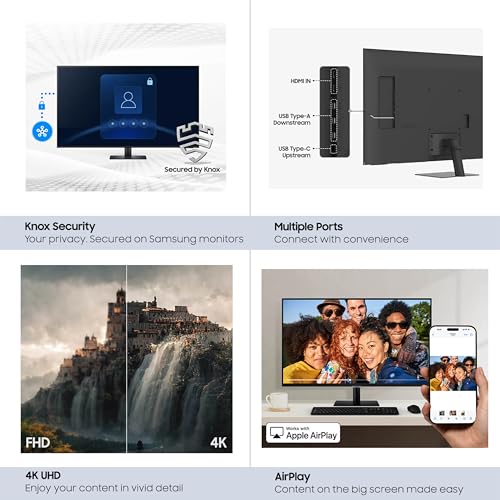 Samsung 43&rdquo; Smart Monitor M7 (M70F) 4K UHD Display, Samsung Vision AI, Smart TV Apps, Gaming Hub, USB-C, HDMI and USB-A, Black, LS43FM702UNXZA