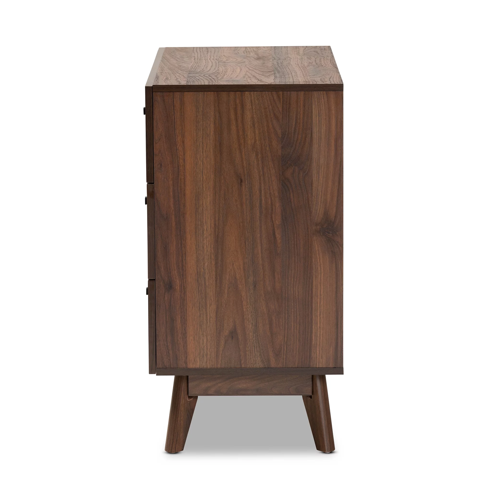 Baxton Studio Hartman Mid-Century Modern Walnut Brown Finished Wood 3-Drawer Storage Chest