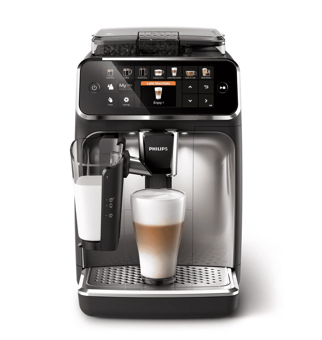 Restored Philips 5400 LatteGo Superautomatic Espresso Machine, Black - EP5447/94 (Refurbished)