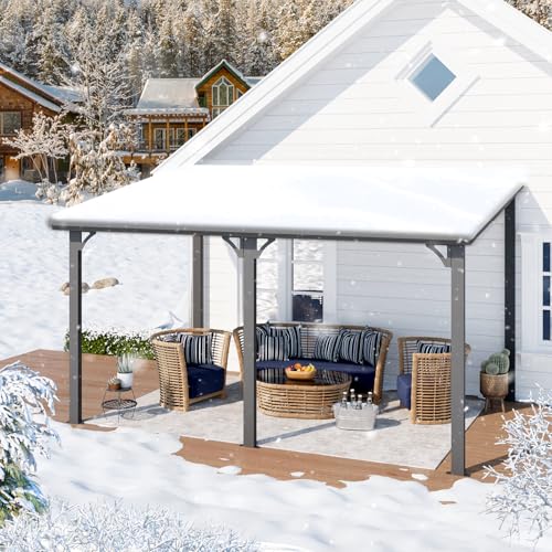 AECOJOY 10&rsquo; x 10&rsquo; Gazebo, Wall Mounted Gazebos Pergola on Clearance, Outdoor Patio Lean to Gazebo Awnings for Deck, Porch