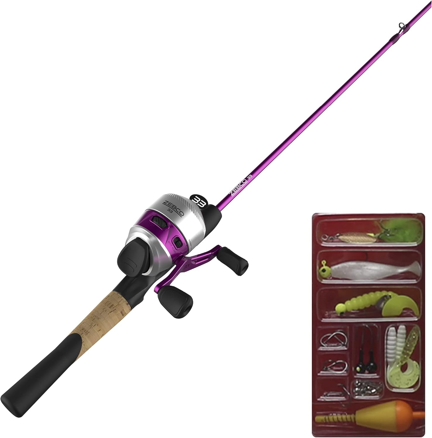 Zebco 33 Spincast Reel and 2-Piece Fishing Rod Combo, 5.5-Foot Durable Fiberglass Rod with Split Cork/EVA Handle