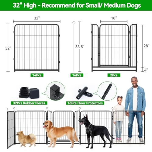 Dog Playpen Outdoor Extra Wide 12 Panels Heavy Duty Anti-Rust Coating-Strengthened Dog Fence 40" Height with Doors Portable for RV Camping Yard