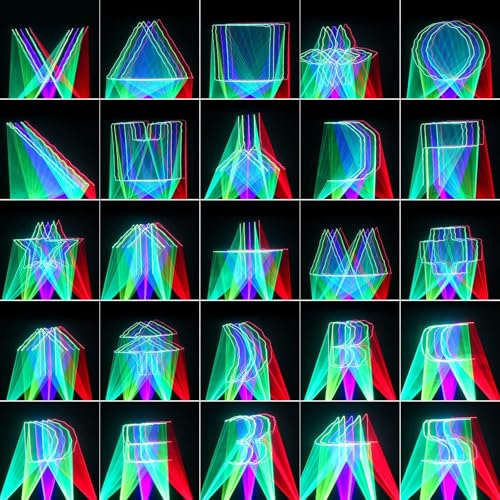 U`King Stage Laser Light, 5 Beam Sound Activated DJ Party Lights RGBYC LED Music Projector with Remote Control DMX for Dancing Birthday Bar Pub Stage