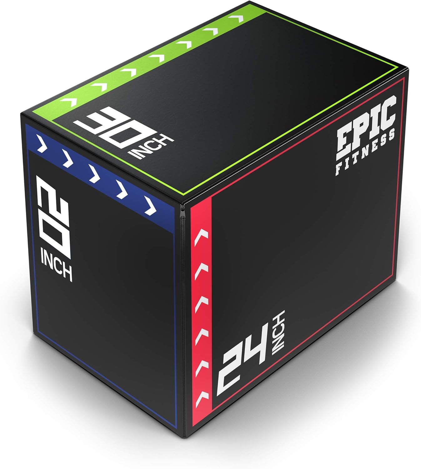3-in-1 Foam Plyometric Jump Box - High-Density EPE Foam Core - Non-Slip & Easy-to-Clean PVC Leather Cover - Box Height: 20", 24", 30" - For HIIT, MMA
