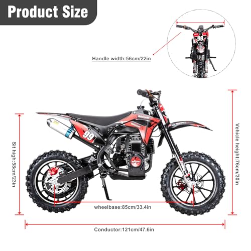 40cc 4-Stroke Dirt Bike for Kids, Gas Powered Off Road Motorcycle Mini Bikes with Speeds up to 25 MPH for Uphill and Off-Road Conditions Pull Start