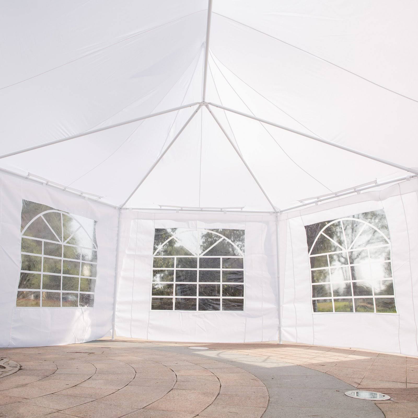 Outsunny 22 x 16 Large Octagon 8-Wall Party Canopy Gazebo Tent - White