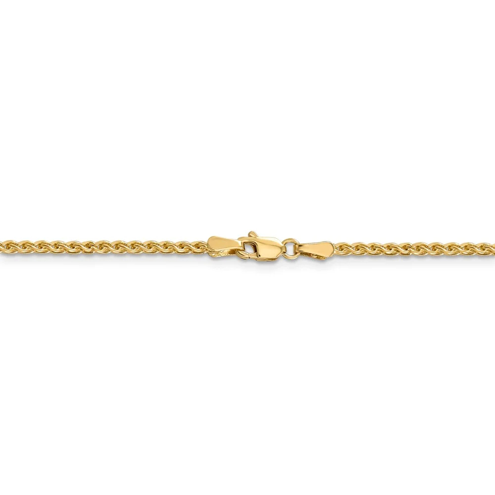 Real 14kt Yellow Gold 1.8mm Diamond Cut Spiga Chain; 16 inch; Lobster Clasp; for Adults and Teens; for Women and Men