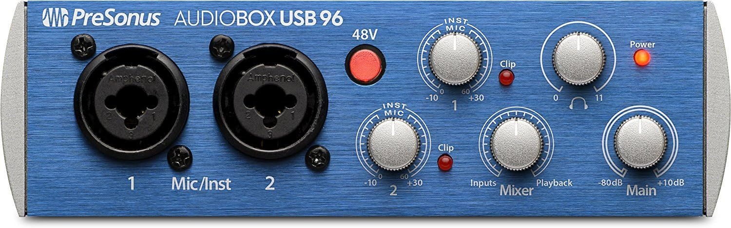 PreSonus AudioBox 96 Audio Interface (May Vary Blue or Black) Full Studio Bundle with Studio One Artist Software Pack with Eris 4.5 BT Pair Studio