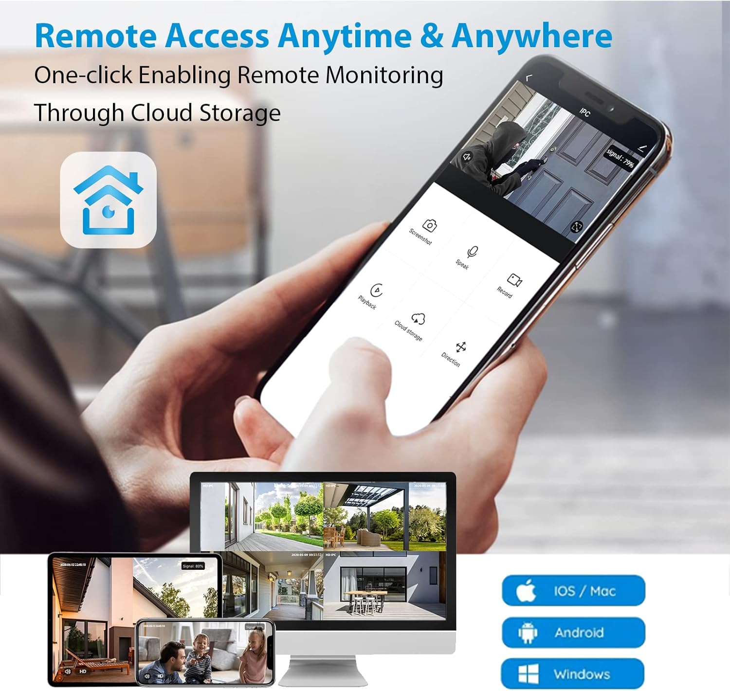 Wireless Security Camera System with 1TB Hard Drive/Two-Way Audio, NGTeco 4Pcs WiFi Video Surveillance Cameras