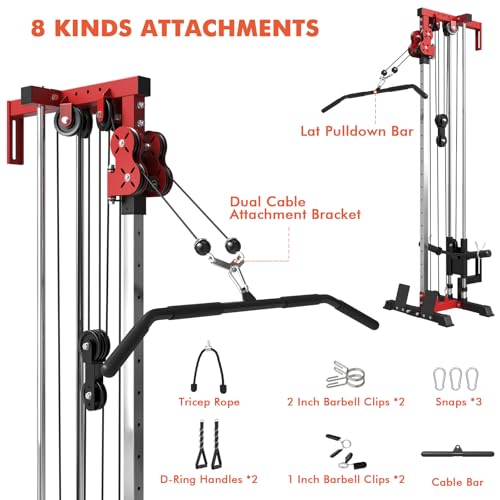 Mikolo Wall Mount Cable Station, Cable Crossover Machine with Dual Pulley System and 18 Adjustable Positions for Home Gym Fitness Equipment