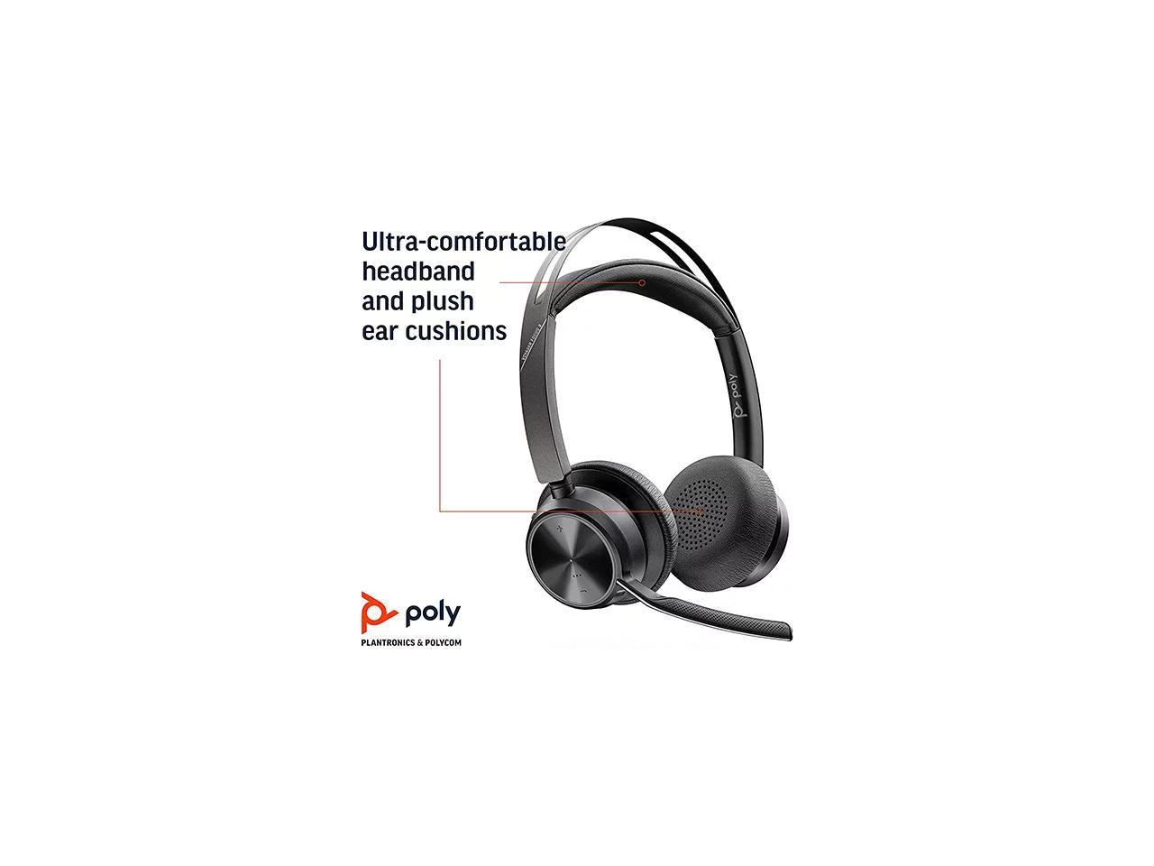Poly - Voyager Focus 2 UC USB-A Headset with Stand (Plantronics) - Bluetooth Stereo Headset with Boom Mic - USB-A PC/Mac Compatible