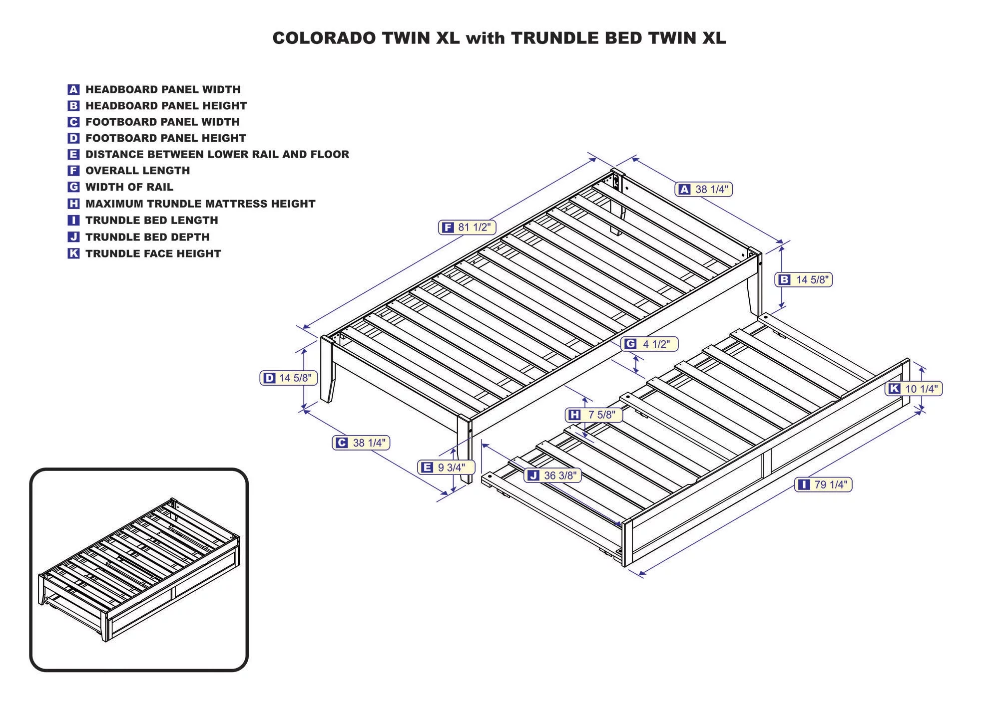 AFI Colorado 14" Twin XL Wood Platform Bed Frame with Twin XL Trundle, Espresso