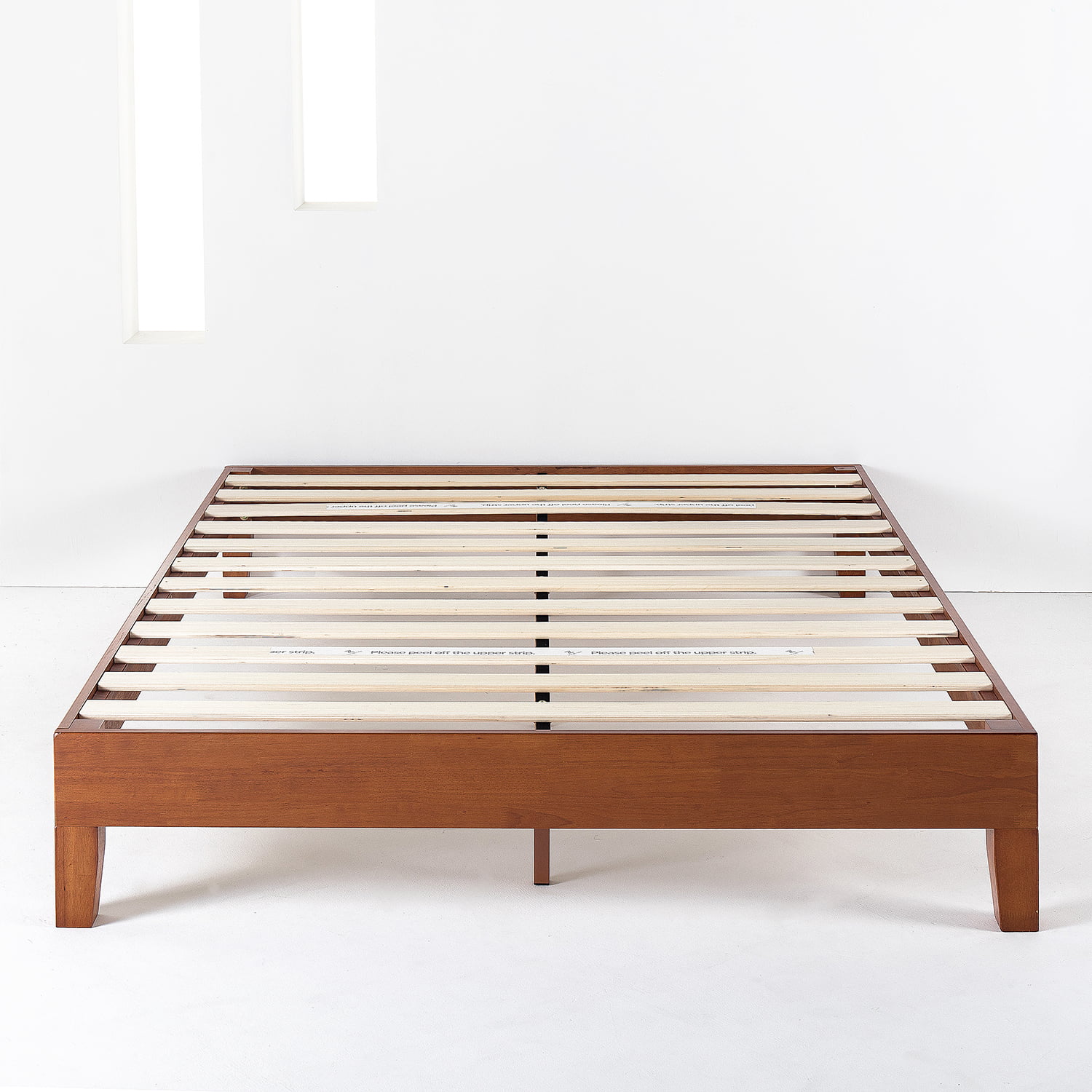 Mellow Naturalista Grand 12 Inch Solid Wood Platform Bed with Wooden Slats, Twin, Cherry
