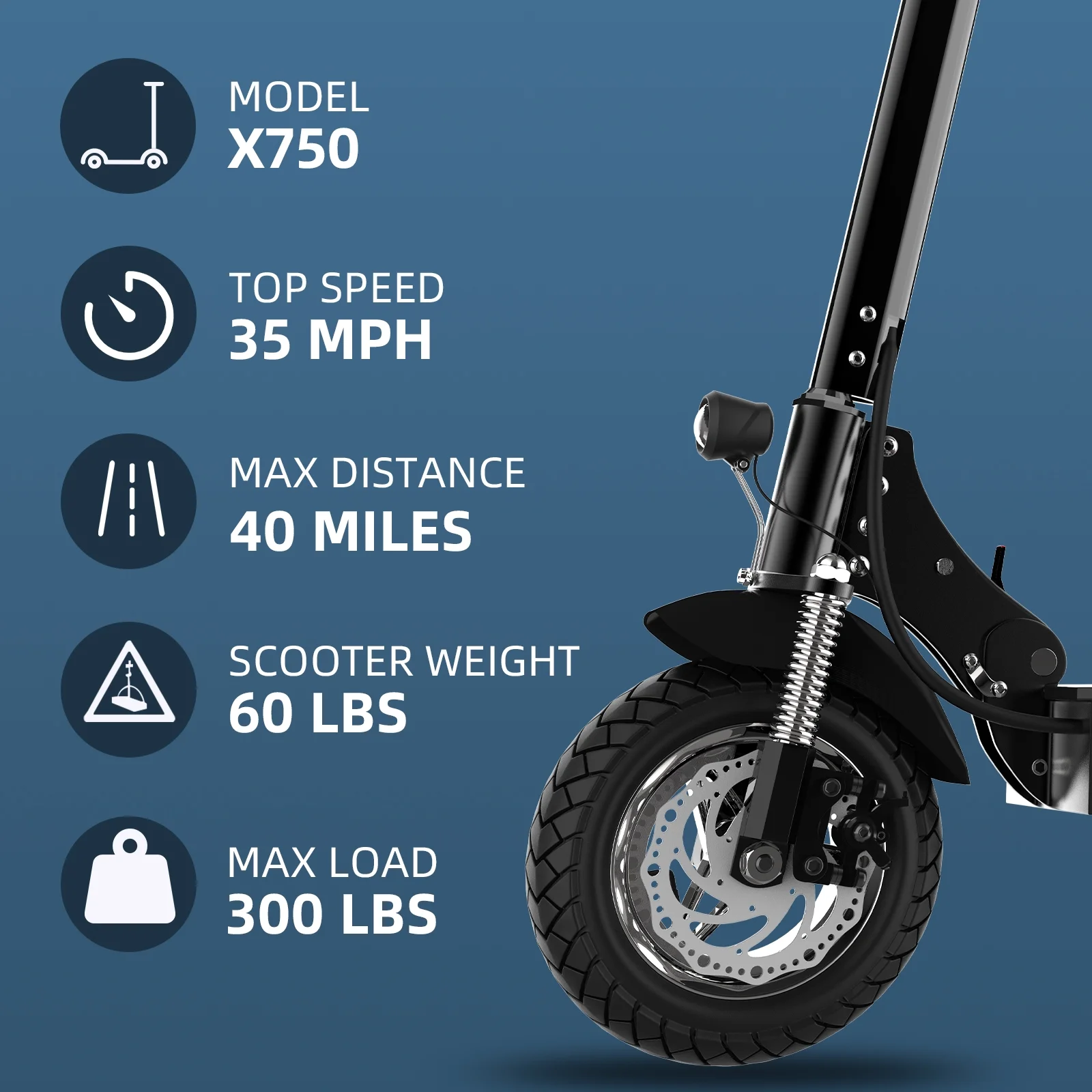 AJOOSOS X750 Electric Scooter Adults, 1300W Motor, up to 40 Miles & 35 mph, 10" Pneumatic Tire, 300 Lbs Max Load, Foldable Electric Scooter