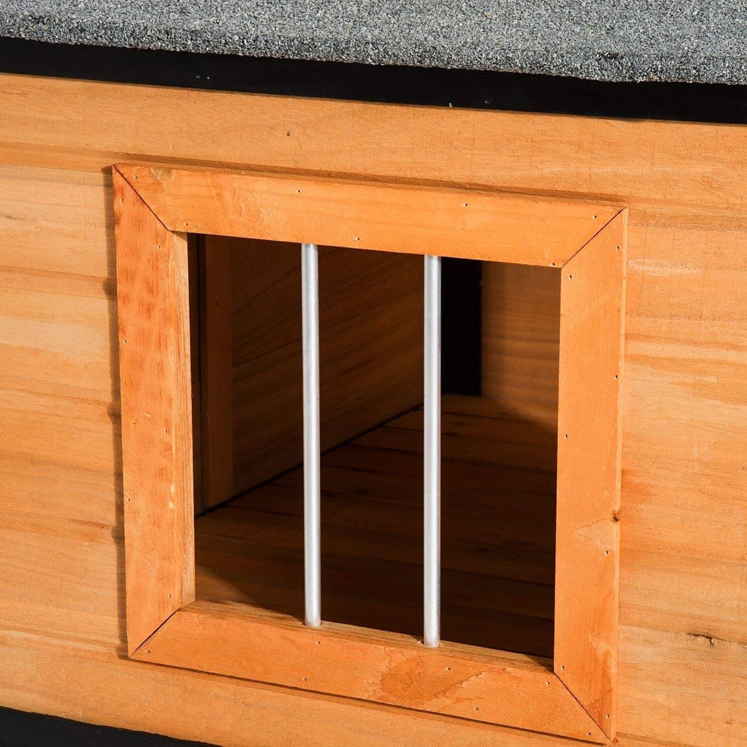 PawHut Cabin Outdoor Covered Elevated Dog House with Porch