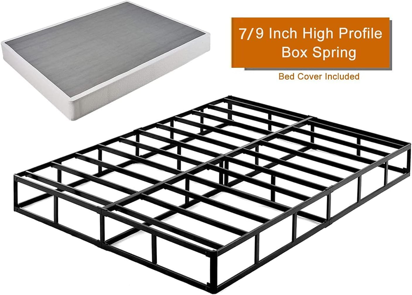ZIYOO Cal King Box Spring 9 Inch High Profile Easy Assembly,Mattress Foundation/Heavy Duty Metal Steel Structure/Quiet Noise-Free Accessory