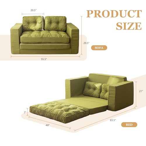 YOSHOOT Loveseat Sleeper Sofa,55" Convertible Sofa Bed Couch Futon Couches for Living Room