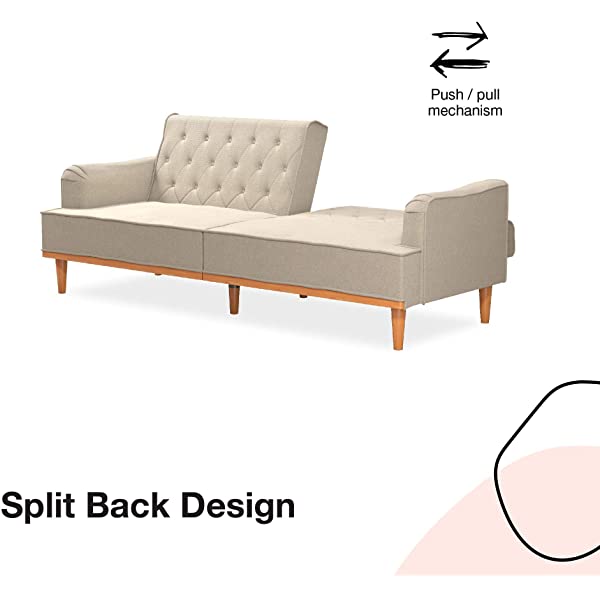 Mr. Kate Stella Vintage Convertible Sofa Bed Futon, Tan Linen