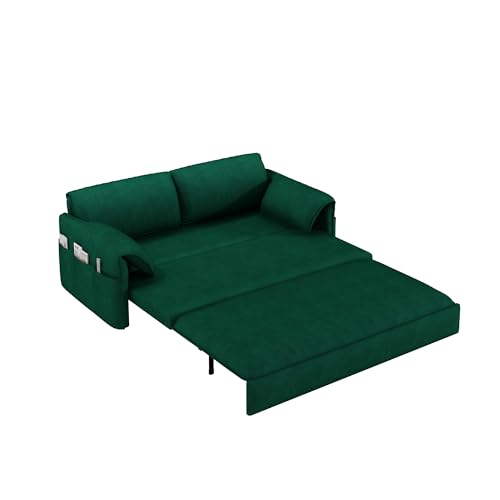 70.1" Futon Sofa Bed Queen Size, Pull Out Bed, 3-in-1 Convertible Sleeper Sofa with 2 Soft Pillows, Modern Velvet Futon Couch for Living Room